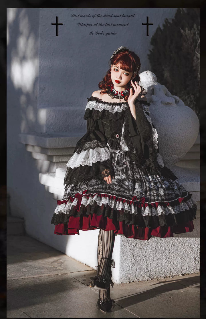 Alice in Wonderland~Undead Rider~Gothic Lolita OP Dress Winter Princess Sleeve Dress   