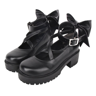 Pupujia~Angelic Imprint~Punk Lolita Black Platform Shoes   