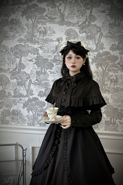 (BFM)Alice Girl~Black Lolita OP Dress Embroidered Winter Dress   