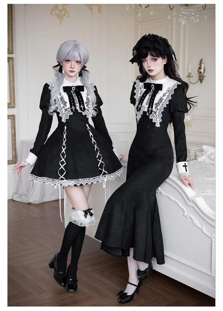 With PUJI - Rose Doll - Gothic Lolita Short OP, Mermaid Dress 44301:803464