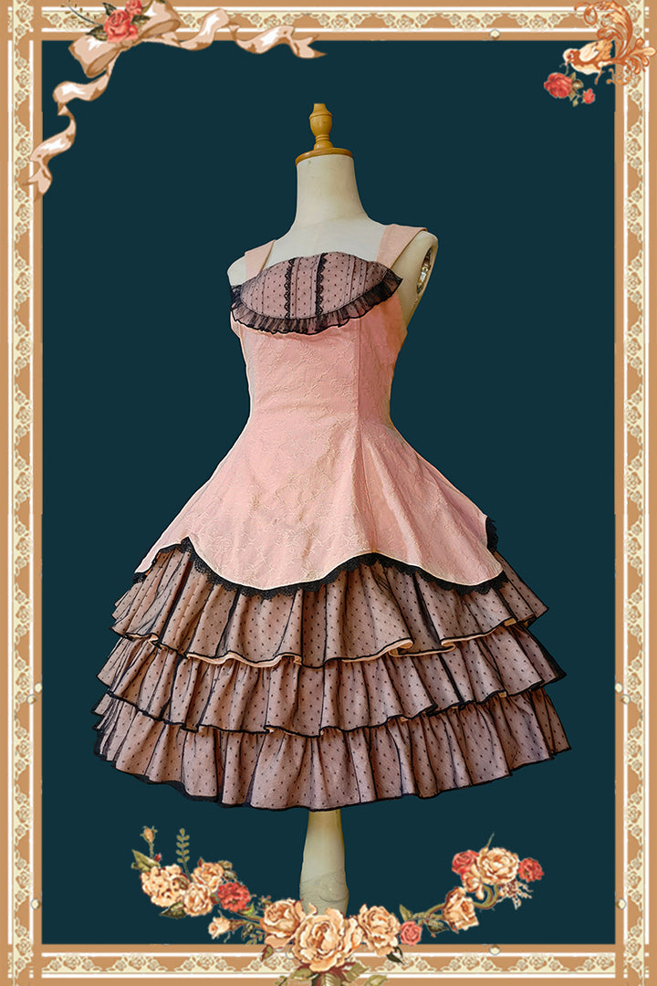 Infanta~Waltz~Classic Lolita JSK Tiered Dress with Bunny Ear Blouse Pink JSK only S