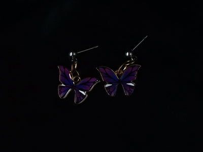Strange Sugar~Gothic Lolita Butterfly Shaped Earrings Multicolors purple  