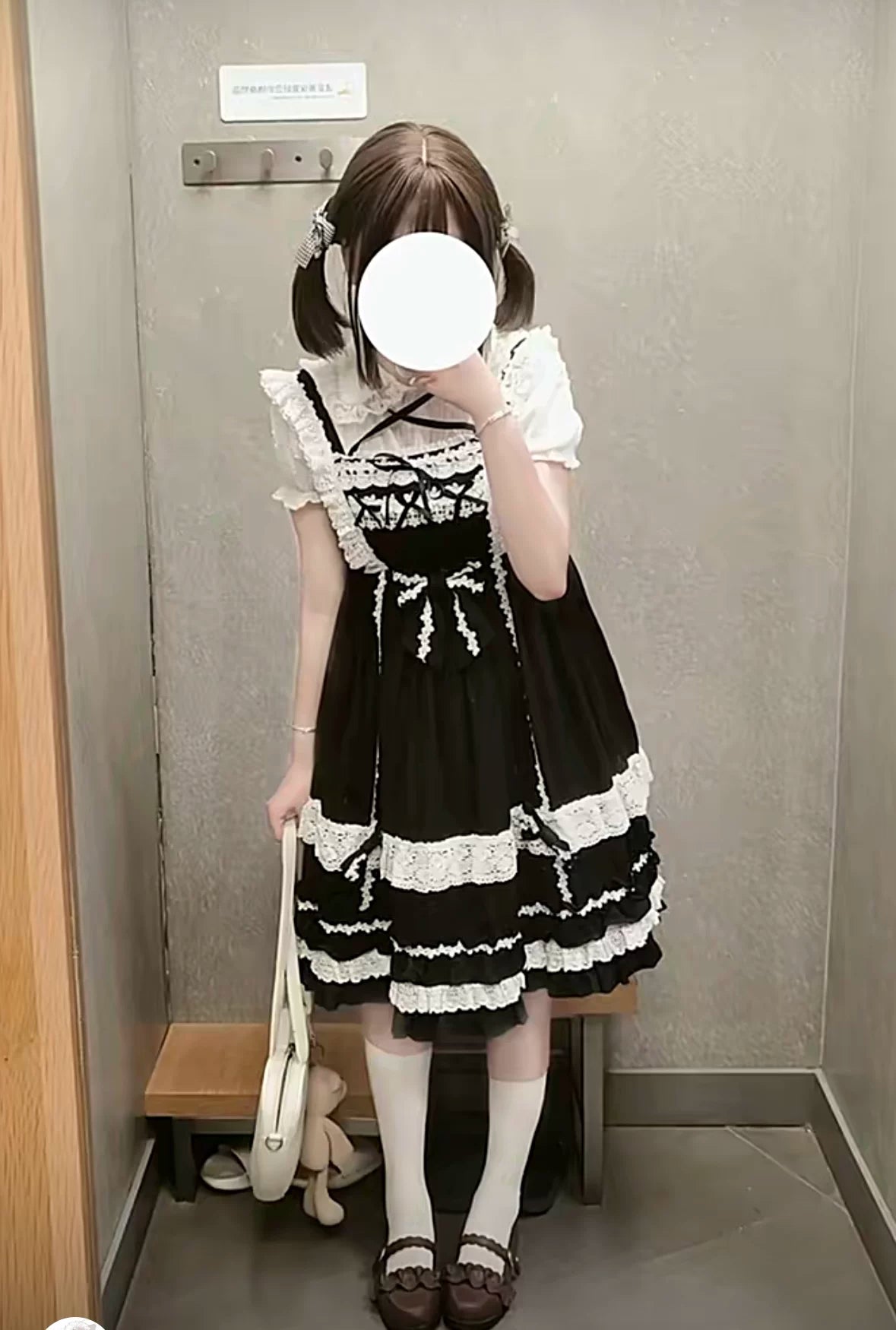 First Generation Doll - Black Old School Lolita Halter JSK Dress with Lace