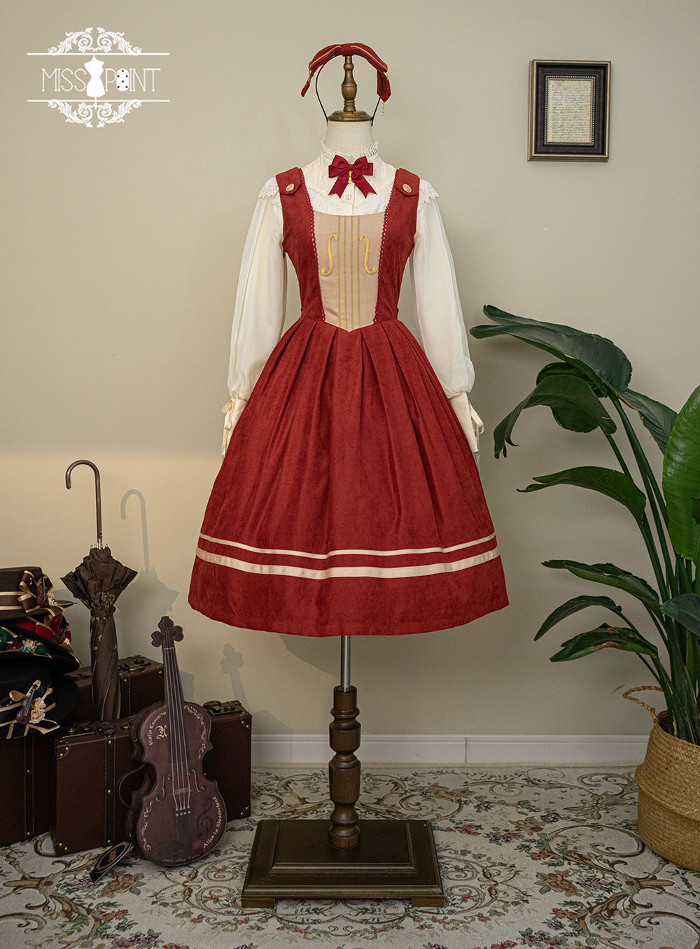 (BFM)Miss Point~Customized Lolita Jumper Dress~Elegant College Lolita JSK XS red 