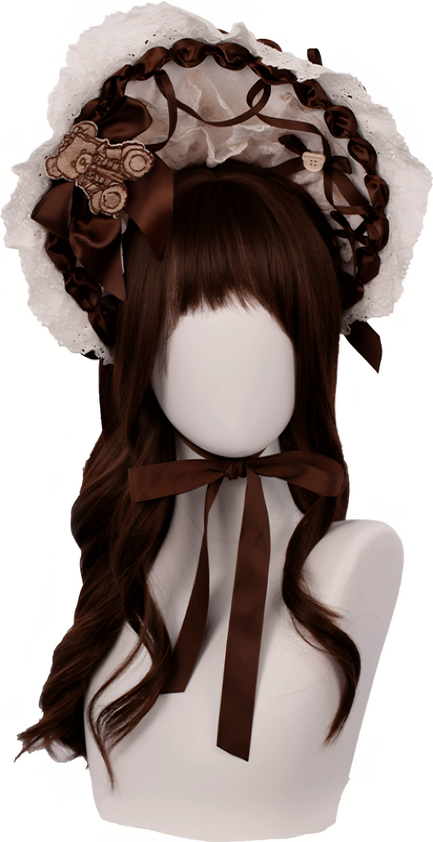 Antique Teddy Bear - Classic Lolita Printed JSK Dress with Ribbon Bows (2XL L M S XL) 45538:853260
