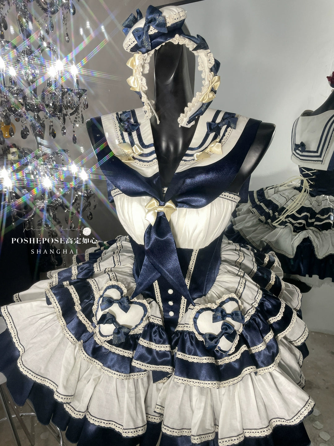 POSHEPOSE~Girl's Shore~High-End Sailor Lolita Dress Set   