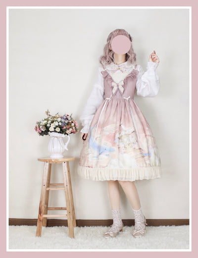 Amnesia~Dream Whale Island~Elegant Lolita V-shaped Neckline JSK s0 dusty pink 