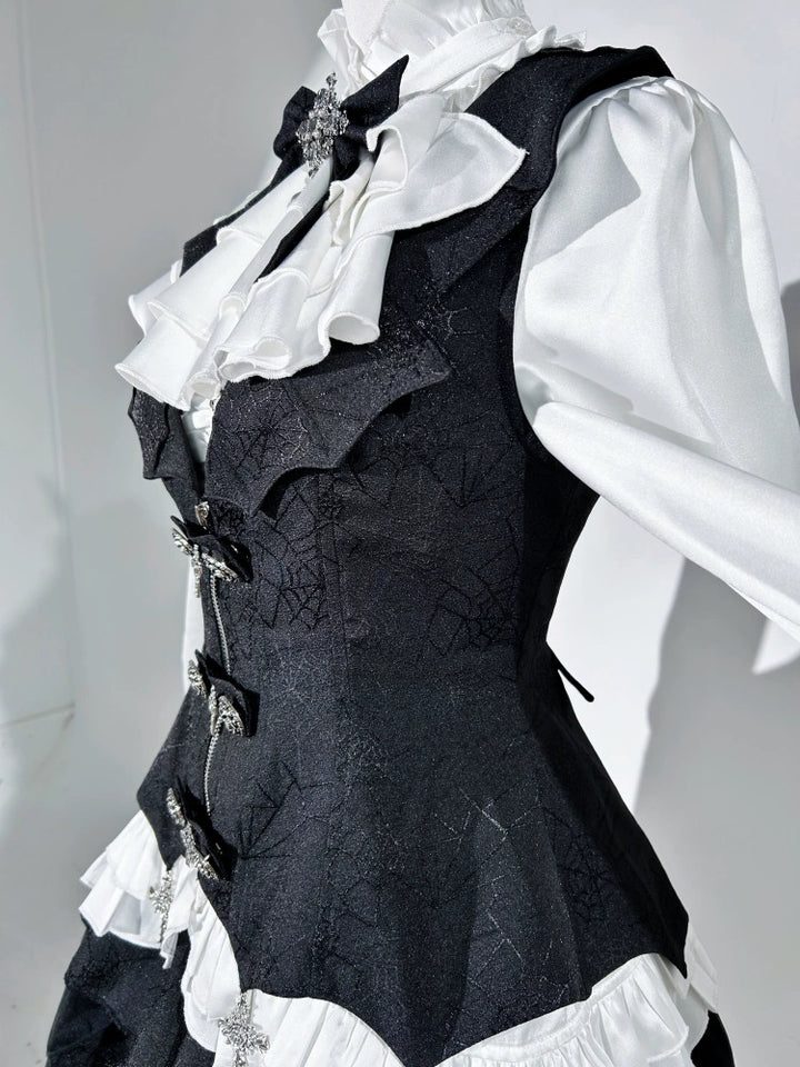 Letters from Unknown Star~Bloodline Duke~Gothic Lolita SK Suit Spider Web Vest and Blouse