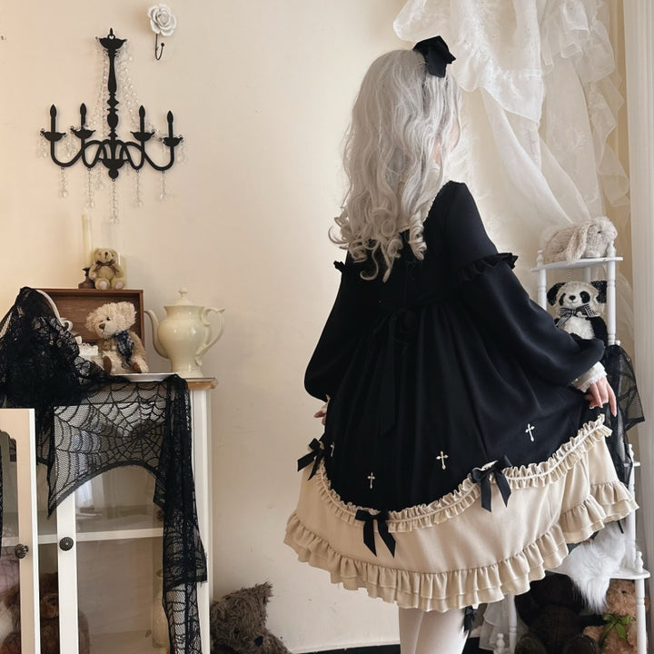 Niu Niu~Plus Size Lolita OP Dress Vintage Lolita Winter Dress   