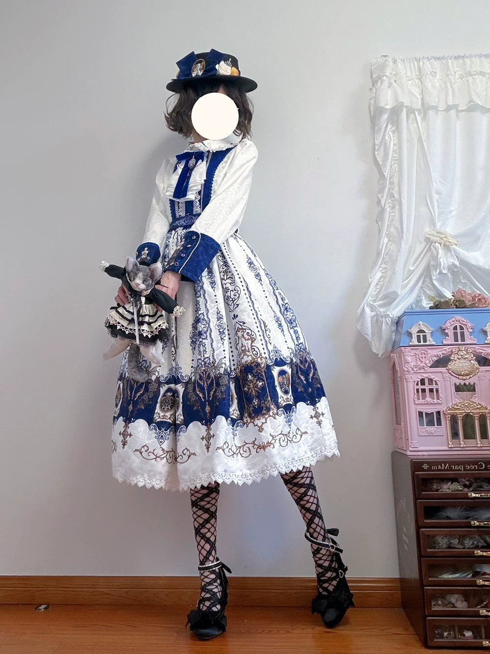 Blood Night Lantern - Jacquard Gothic Lolita Dress, Juliet Sleeve 44543:812336