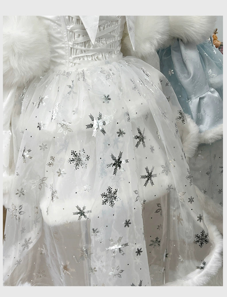 (BFM)Diamond Honey~Snow Country Elf~Elegant Lolita Dress Set with Plush Sparkling Diamonds   