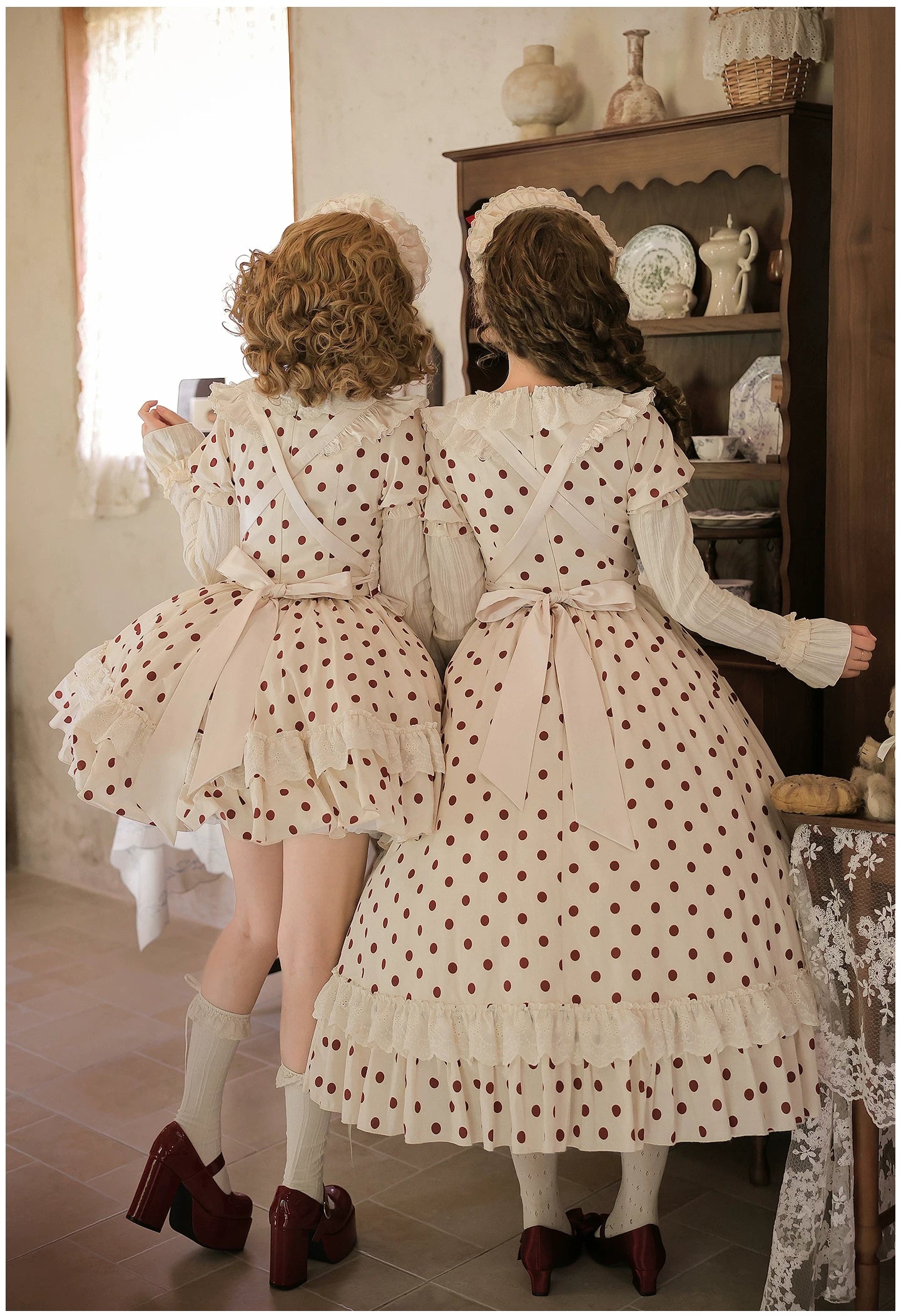Polka Dot Lollipop - Cotton Old School Lolita Polka Dot OP Dress 45768:861511