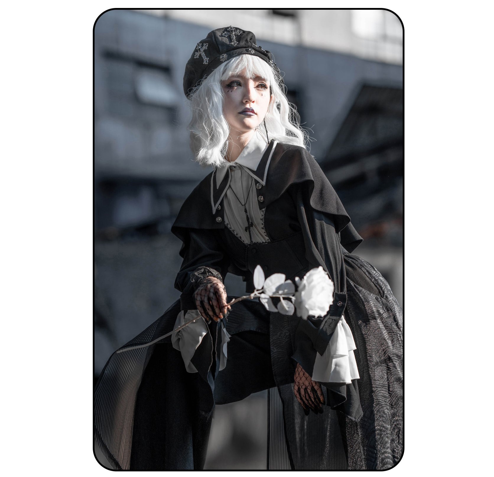 Susin Lolita~Cross Praise~Nun Style Gothic Lolita Dress and Blouse 12878:182244