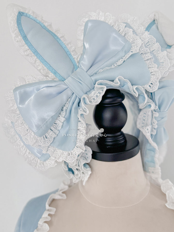 POSHEPOSE~Chuling Swan Lake~Sweet Lolita JSK Set Velvet Blue Dress for Prom 42865:755821