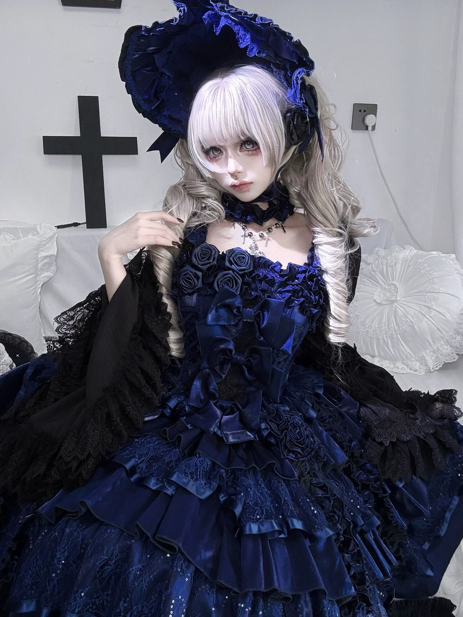 Eternal Night Rose - Gothic Lolita Doll Style JSK Dress, Tiered Ruffles