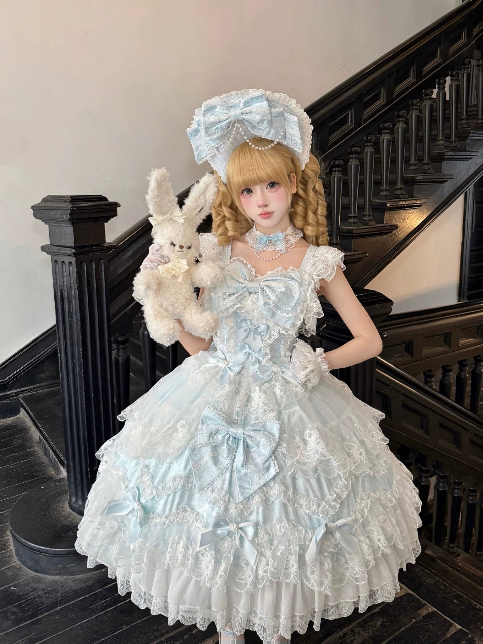 Sakura Blossom Dream - Dreamy Sweet Lolita JSK Dress, Abundant Lace & Bows