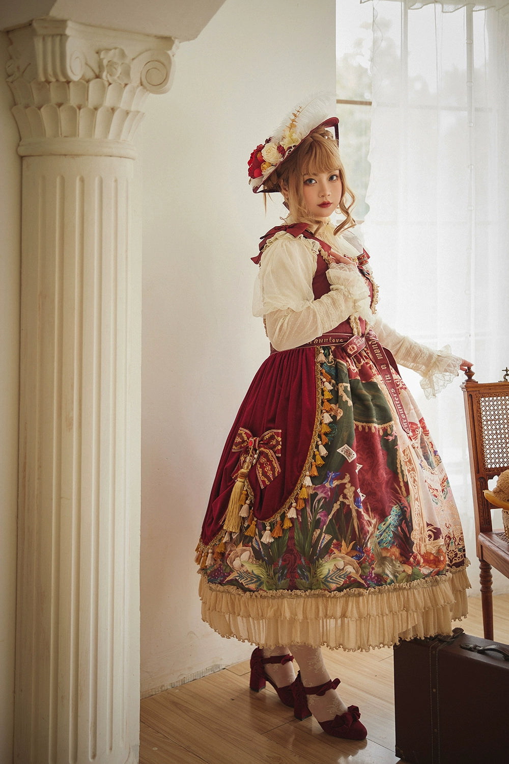 Miss Point~Kaleidoscope~Retro Lolita Dress Oil Painting Print JSK Dress Customized 35394:488336