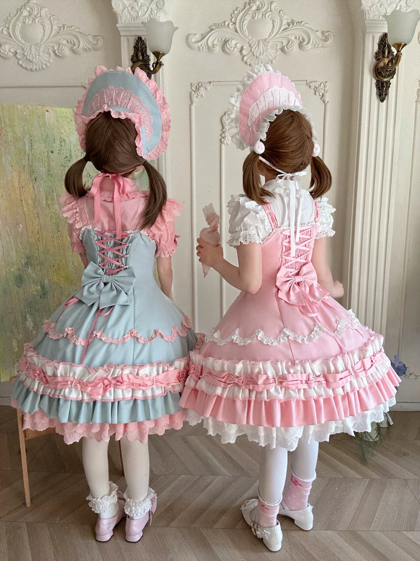 Cream Fondant - Old School Lolita JSK & OP Dress, Pearl Accent