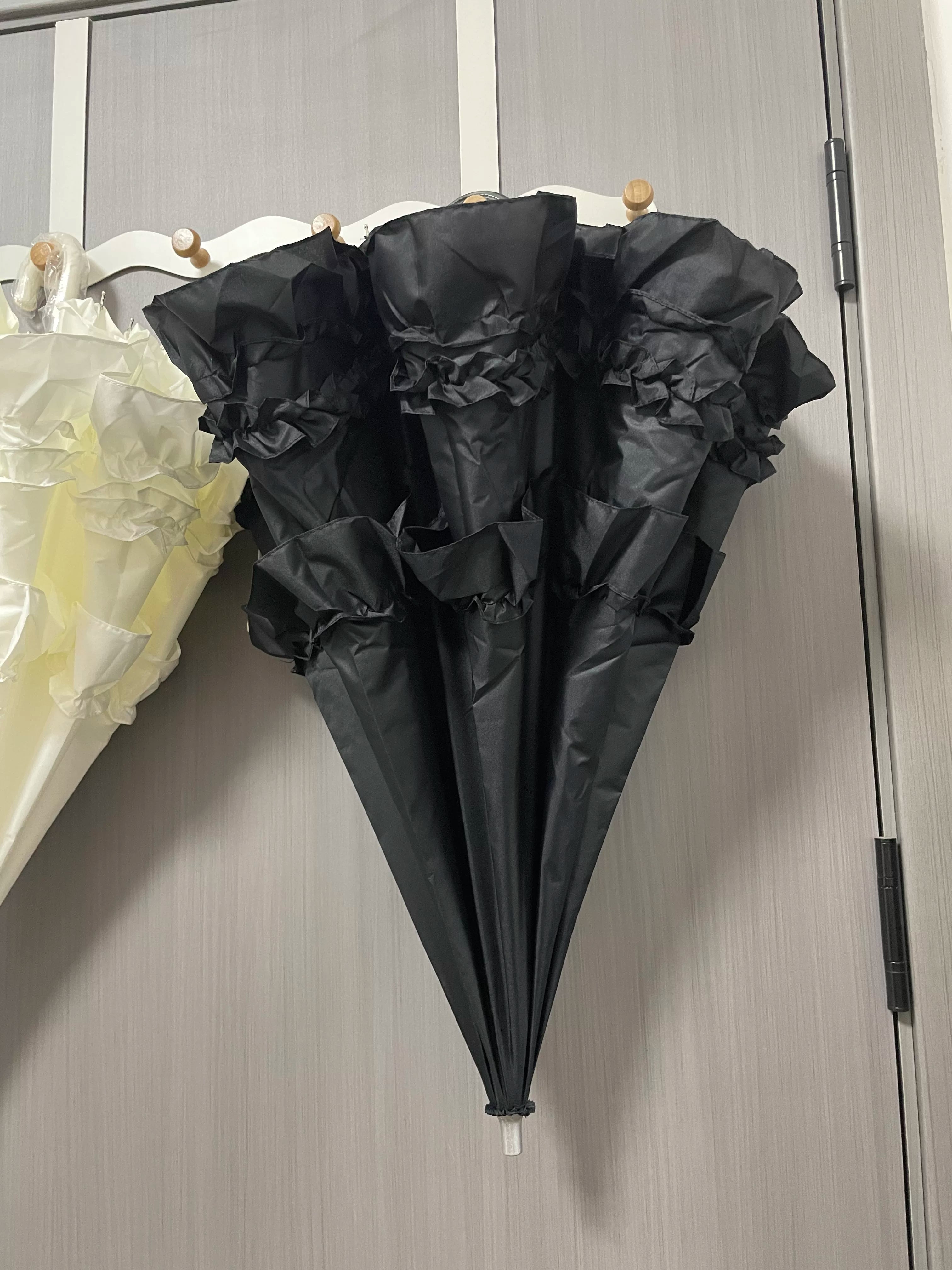Foldable Lolita Parasol, Layered Ruffle & Window Print Style 45734:860769