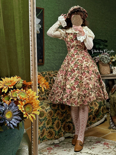 (BFM)Mukumuro~Goblin~Floral Wall Lolita JSK Dress Retro Vest Dress   