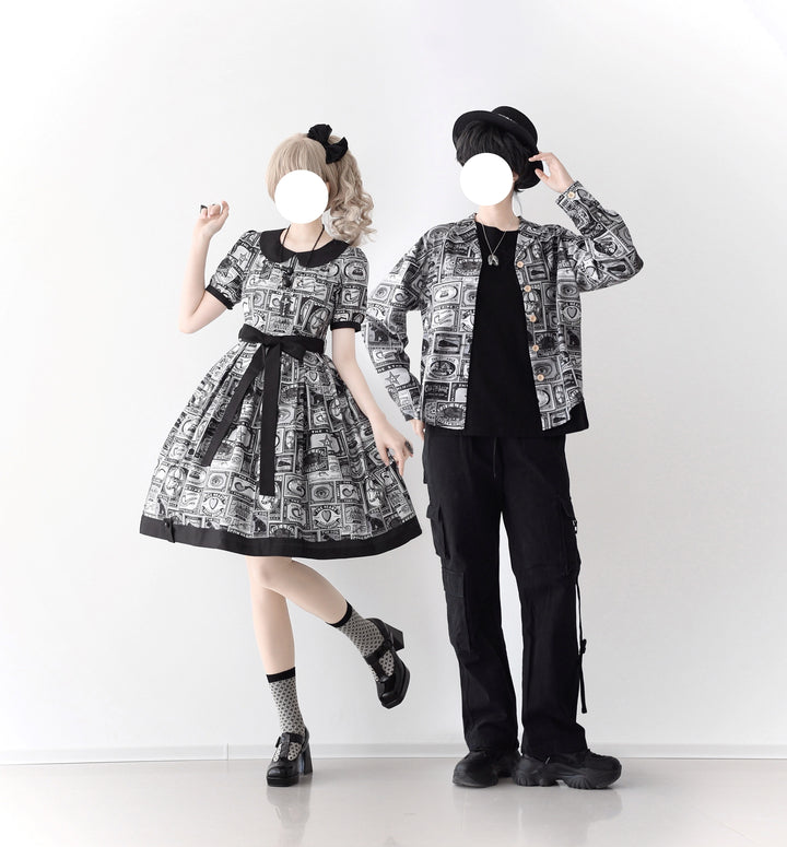 Miss Cube - Antique Label - Retro Lolita OP Dress Short Sleeve Dress