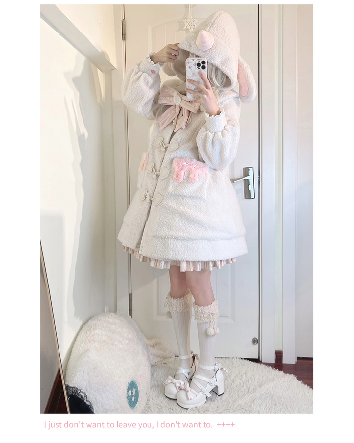 Forest Fluorescent Carps~Sweet Lolita Winter Coat Unicorn and Rabbit Ear Coat