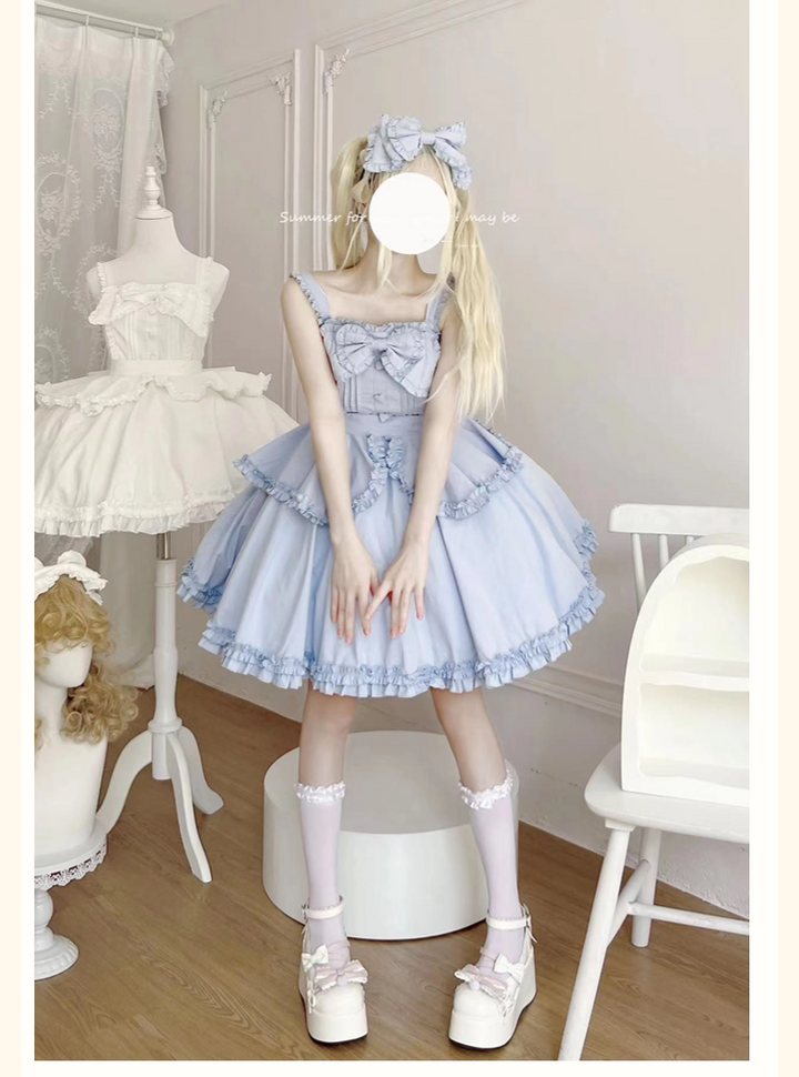 Sakurada Fawn~Plus Size Lolita JSK Dress Multicolors S Grey-blue 
