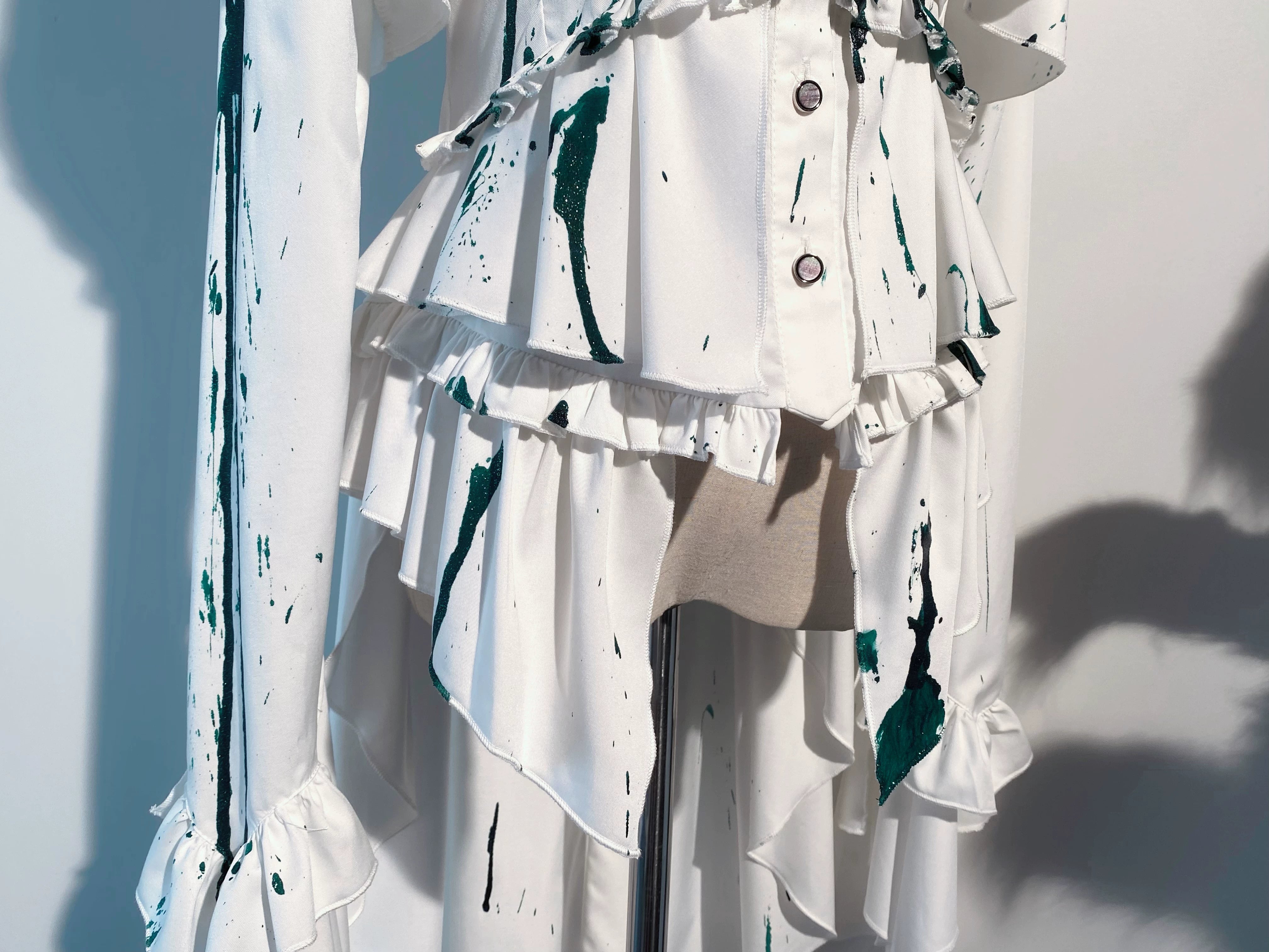 Echo of Deep Sea - Satin Ouji Lolita Trailing Blouse, Solid or Blood Stain Style 45666:857862