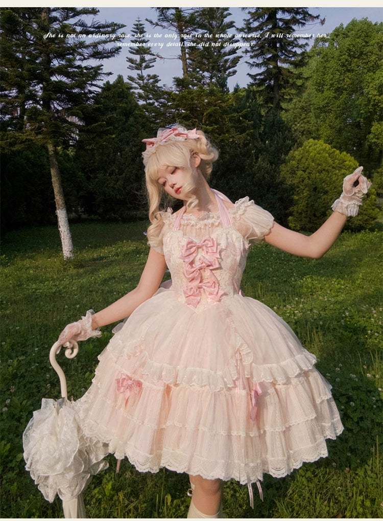 Sakurahime~Floral~Sweet Lolita Jumper Dress Ballet Style Halter JSK   