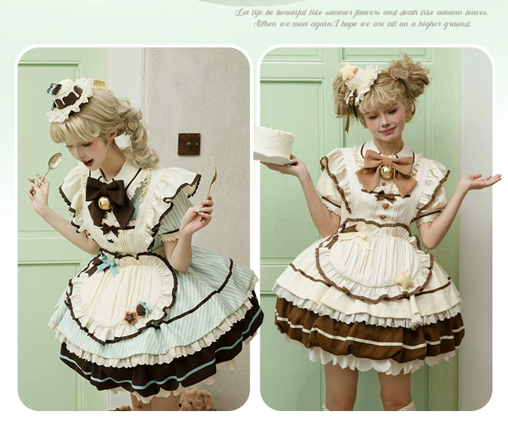 Sakurahime~Berry Bubble~Kawaii Lolita OP Tiered Ruffles Apron Lolita Dress