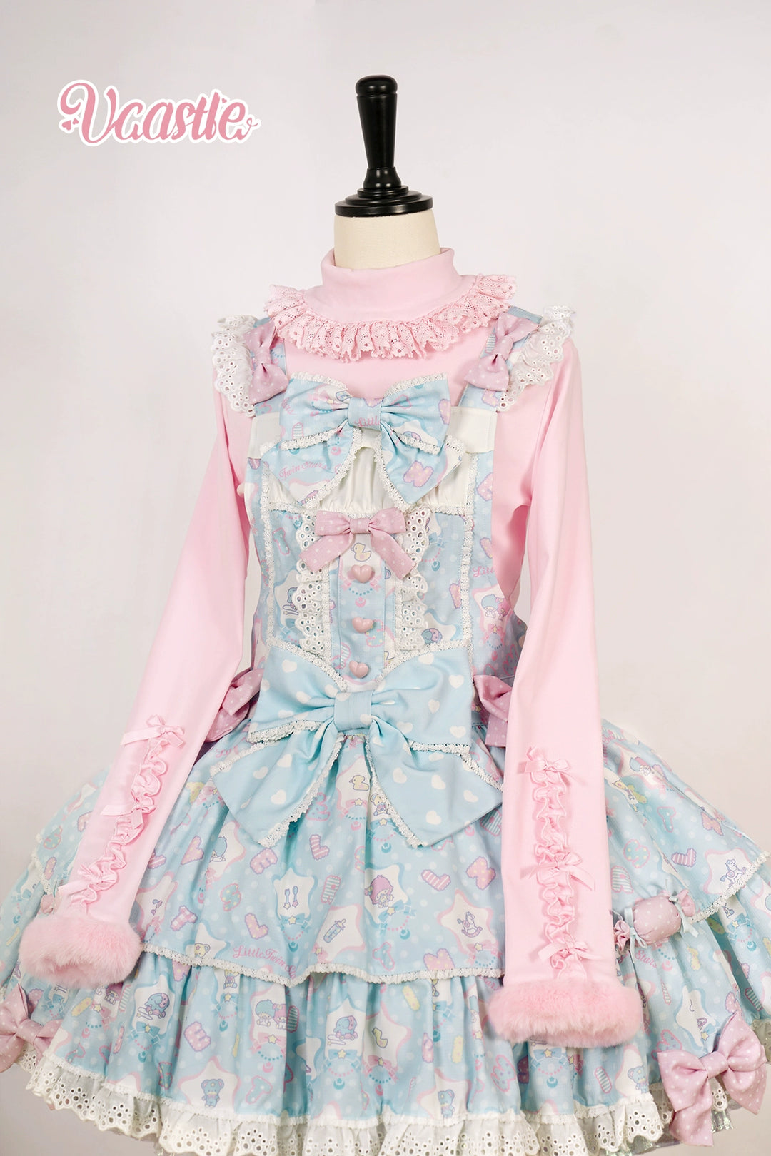 Vacuum Castle~Cream Frost~Sweet Lolita Shirt High Neck Plush Long Sleeve Blouse   