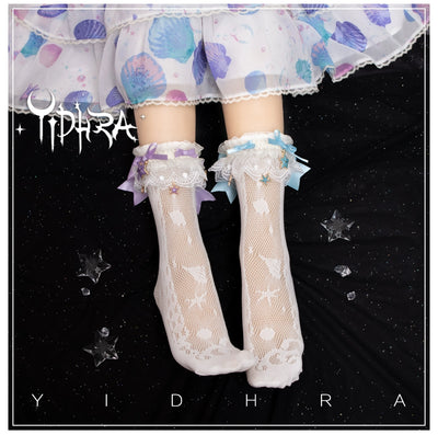 (BFM)Yidhra~Akuya Sea Tears~Lolita Socks With Shells Pattern Akuya different color starfish (socks+ankle wear) free size 