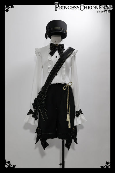 Princess Chronicles~Ouji Lolita Black-white Shirt and Shorts   