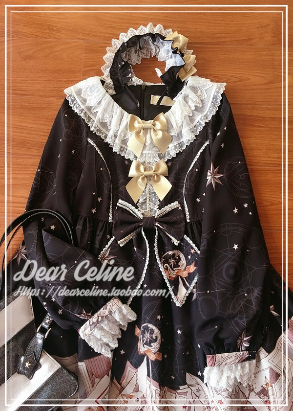 (BFM)Dear Celine~Cat Professor's Magic Class~Daily Lolita OP Dress Long Sleeve Dress   