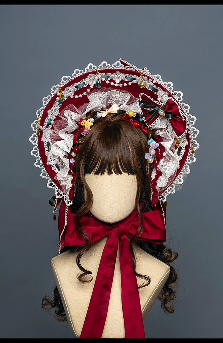 Youpairui~Leicester~Elegant Lolita Red Christmas Headdress   