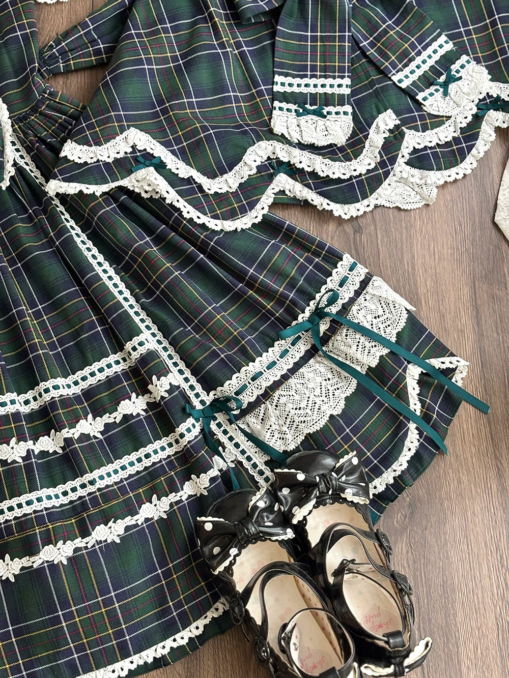 Plaid Petal Bunny - Old School Lolita Plaid JSK Dress, Side Pockets 44674:818453