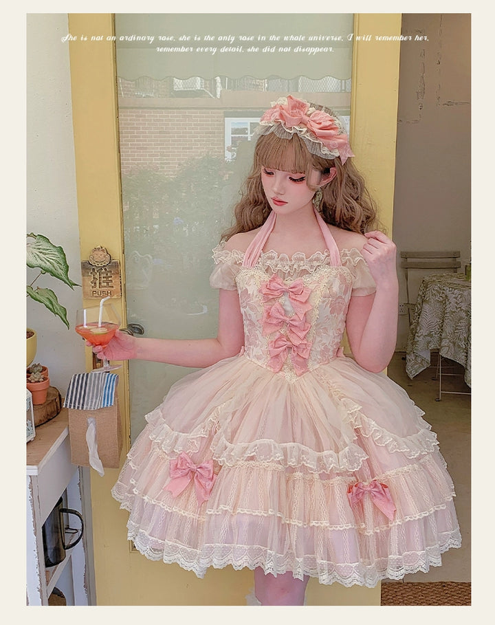 Sakurahime~Floral~Sweet Lolita Jumper Dress Ballet Style Halter JSK   