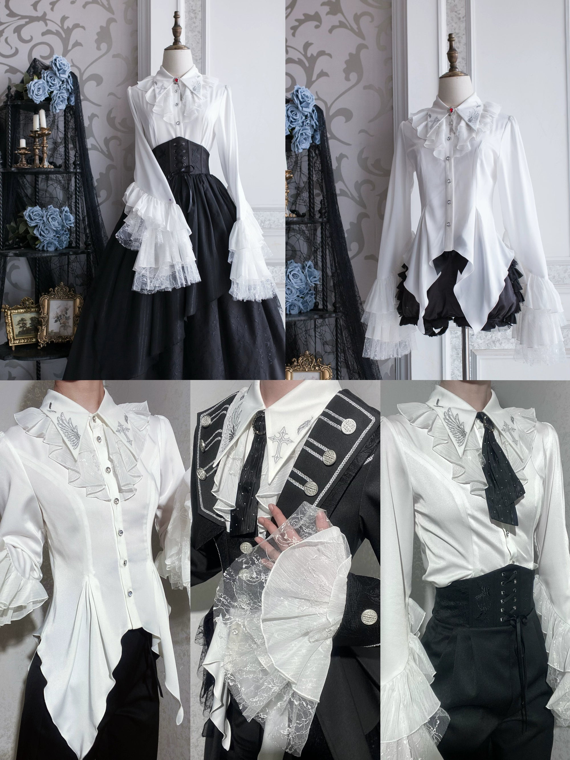 Silent Mars - Raven Crown - Gothic Lolita Suit Shirt Military Coat Skirt and Pants