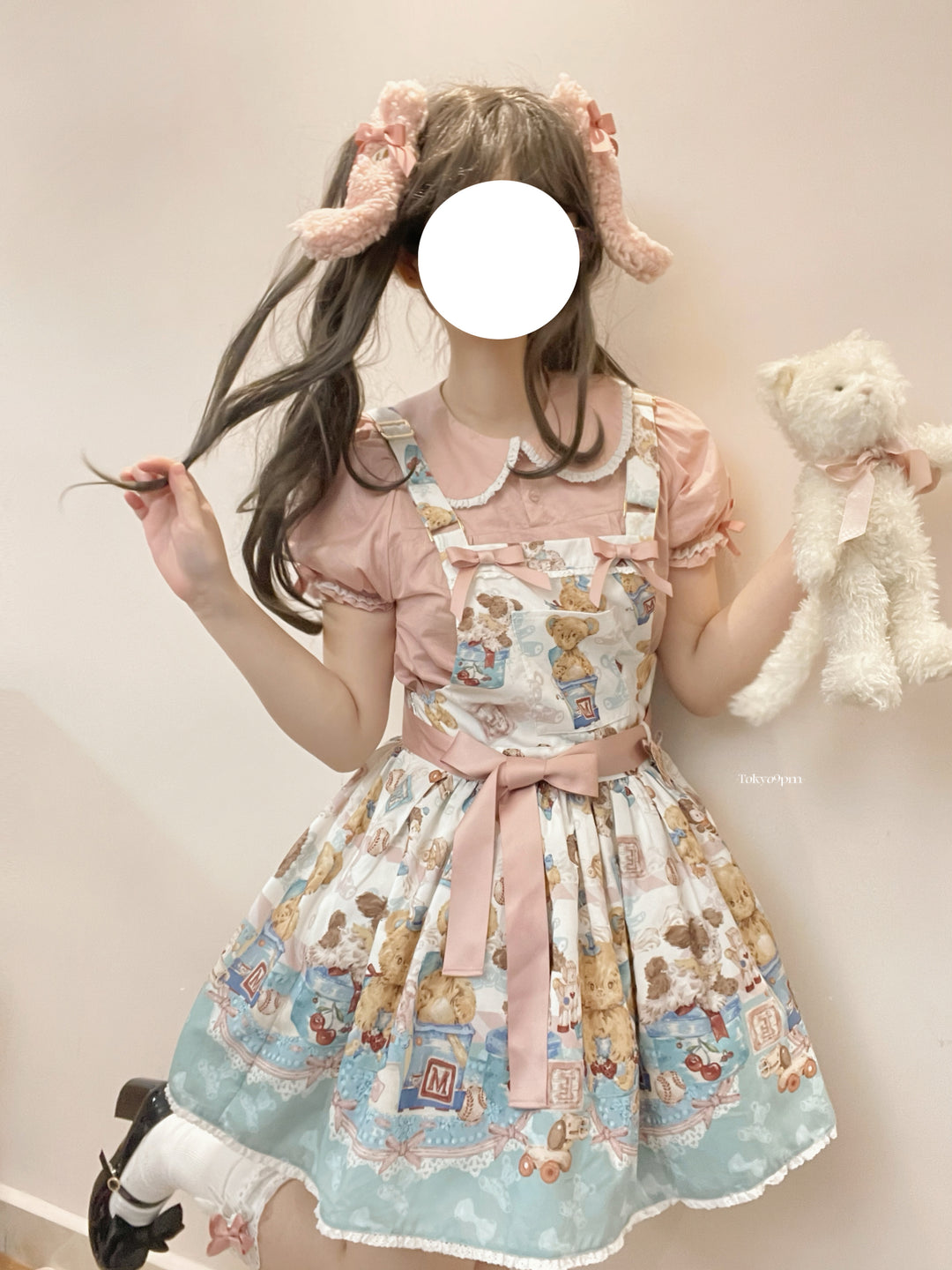 Walnut Museum~Toy Anniversary~Kawaii Lolita Dress Suit Bear Print JSK and Salopette