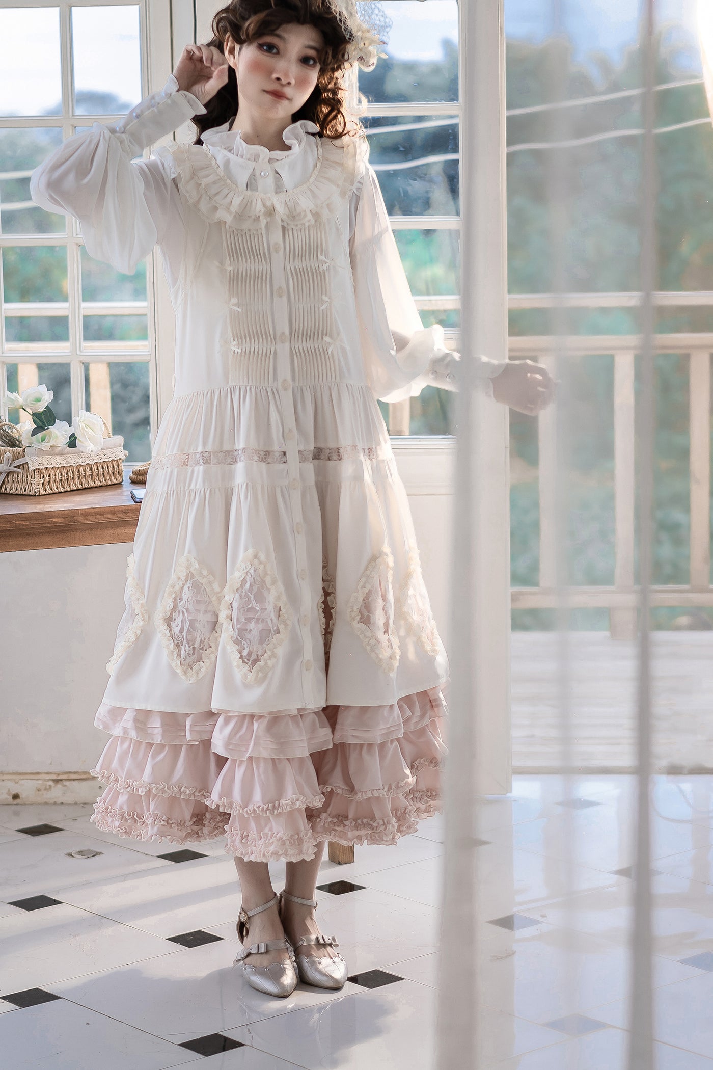 Little Dipper~Daily Lolita Hollowed-out Apron Dress Multicolors   