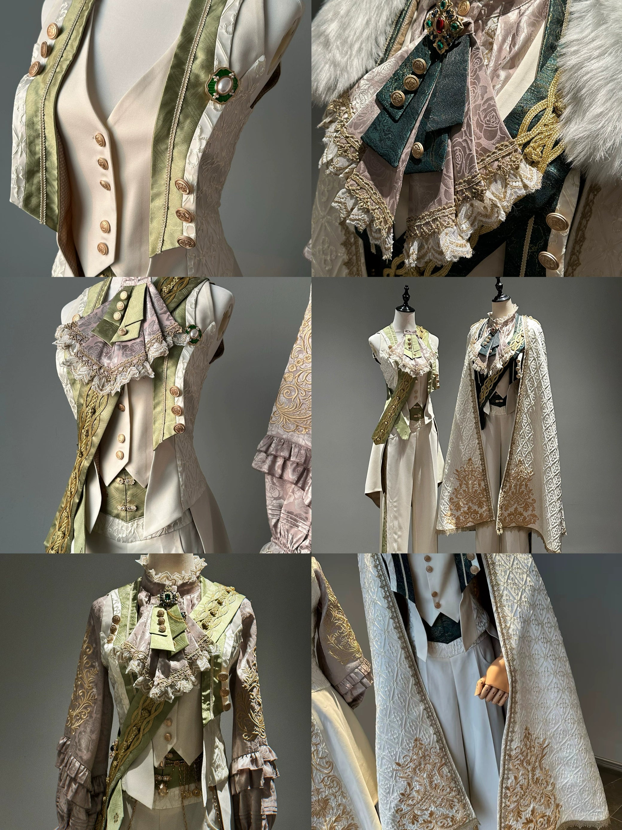 Narsesus - Ouji Lolita Pants Suit Retro European Prince Cape Shirt Vest