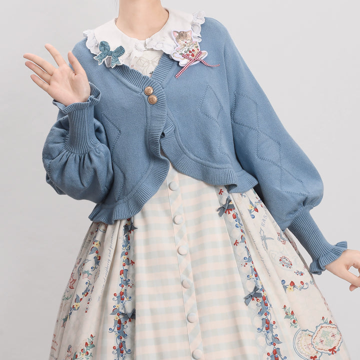 MIST~Cookie~Vintage Lolita Cardigan Short Sweater Multicolors   