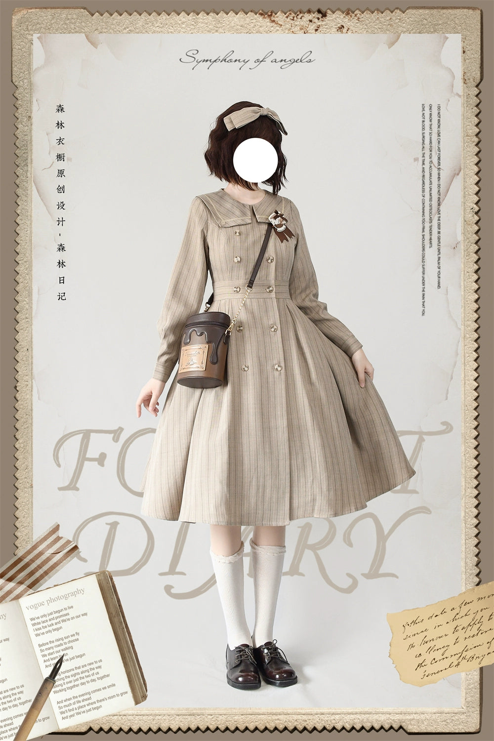 Forest Wardrobe~Classic Lolita OP Autumn Lolita Antique Dress With Stripe   