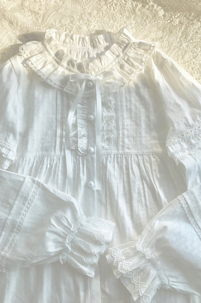 Yilia~Elegant Cotton Long-Sleeved Shirt