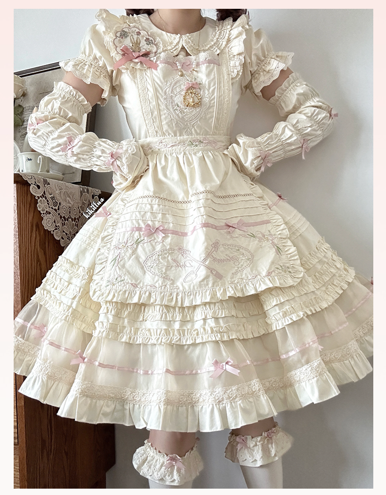 The Seventh Doll~Hazy Afternoon~Vintage Lolita OP Dress Embroidered Apron   