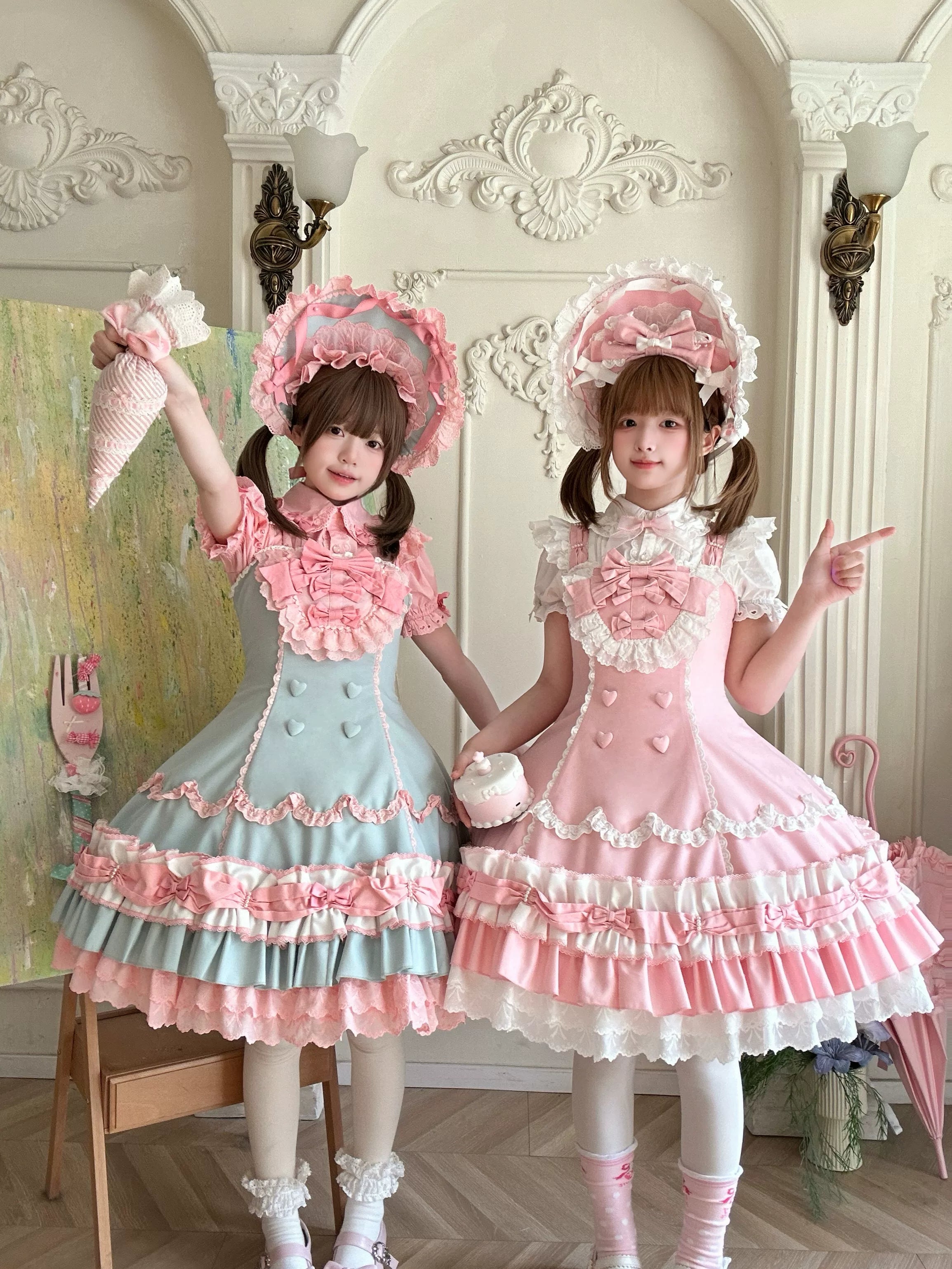Cream Fondant - Old School Lolita JSK & OP Dress, Pearl Accent