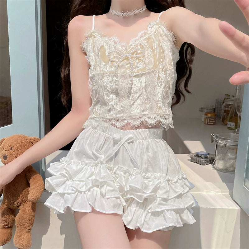Sugar Girl - Daily Lolita Bloomers Anti-Exposure Pink Ruffle Safety Shorts