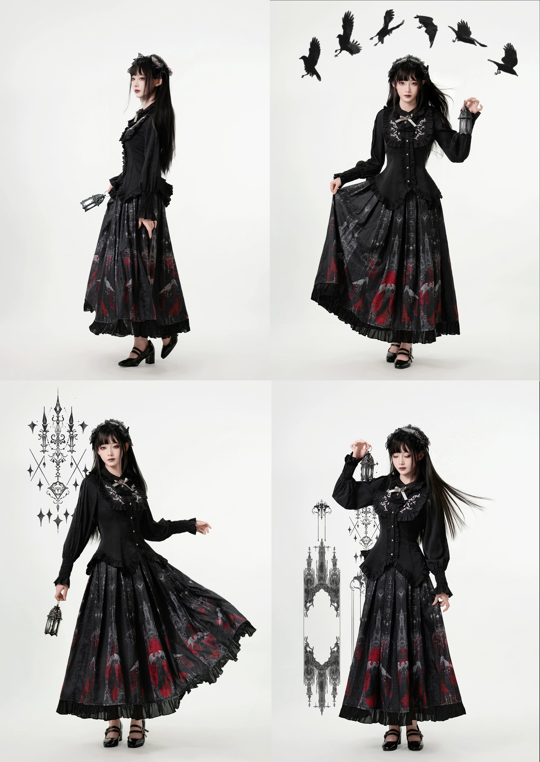 Luoluan Lolita - Fallen Angel - Printed Gothic Lolita Skirt Outfit 43909:788869