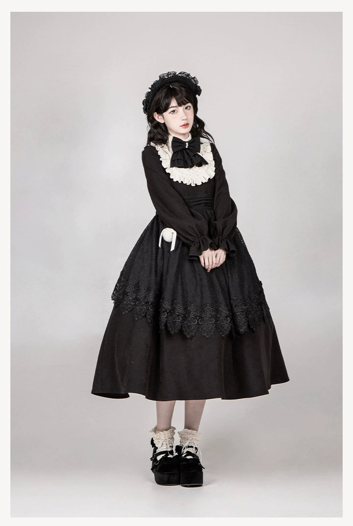 With PUJI~Twilight Choir~Twin Lolita OP Suit Loose Version Dress with Apron 41704:712502