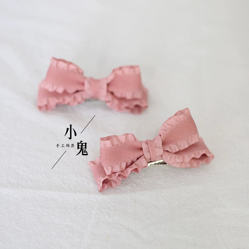 (BFM)Xiaogui~Cute Lolita Headwear Ponytail Hairclips Daily Lolita Accessories a pair of Korean pink hairclips  